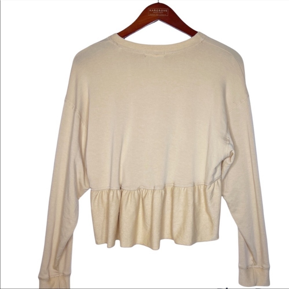 ALRAR’D STATE NWT Mica Ruffle Peplum Hem Top Size Medium in New Wheat Tan - Picture 7 of 16